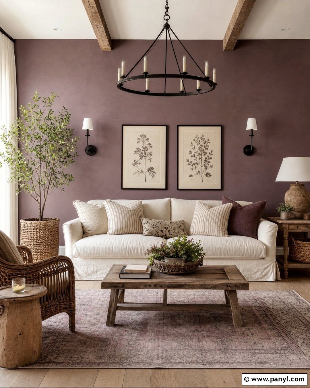 Dusty Mauve Purple Accent Wall Living Room - 30 Purple Accent Wall Living Room Ideas