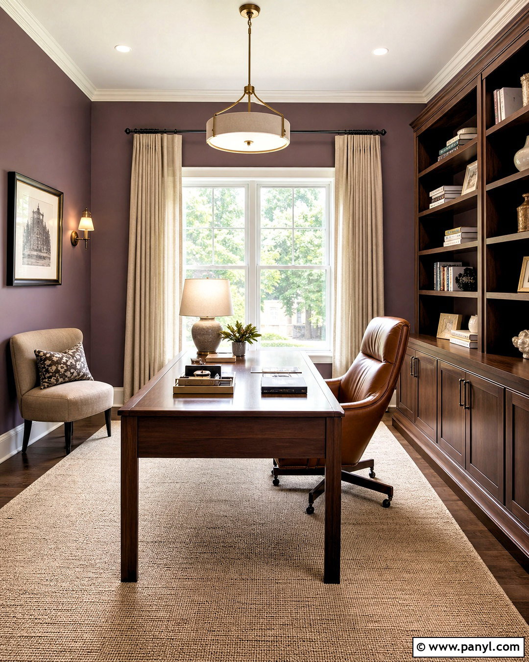 Dusty Mauve Purple Office - 20 purple office paint ideas