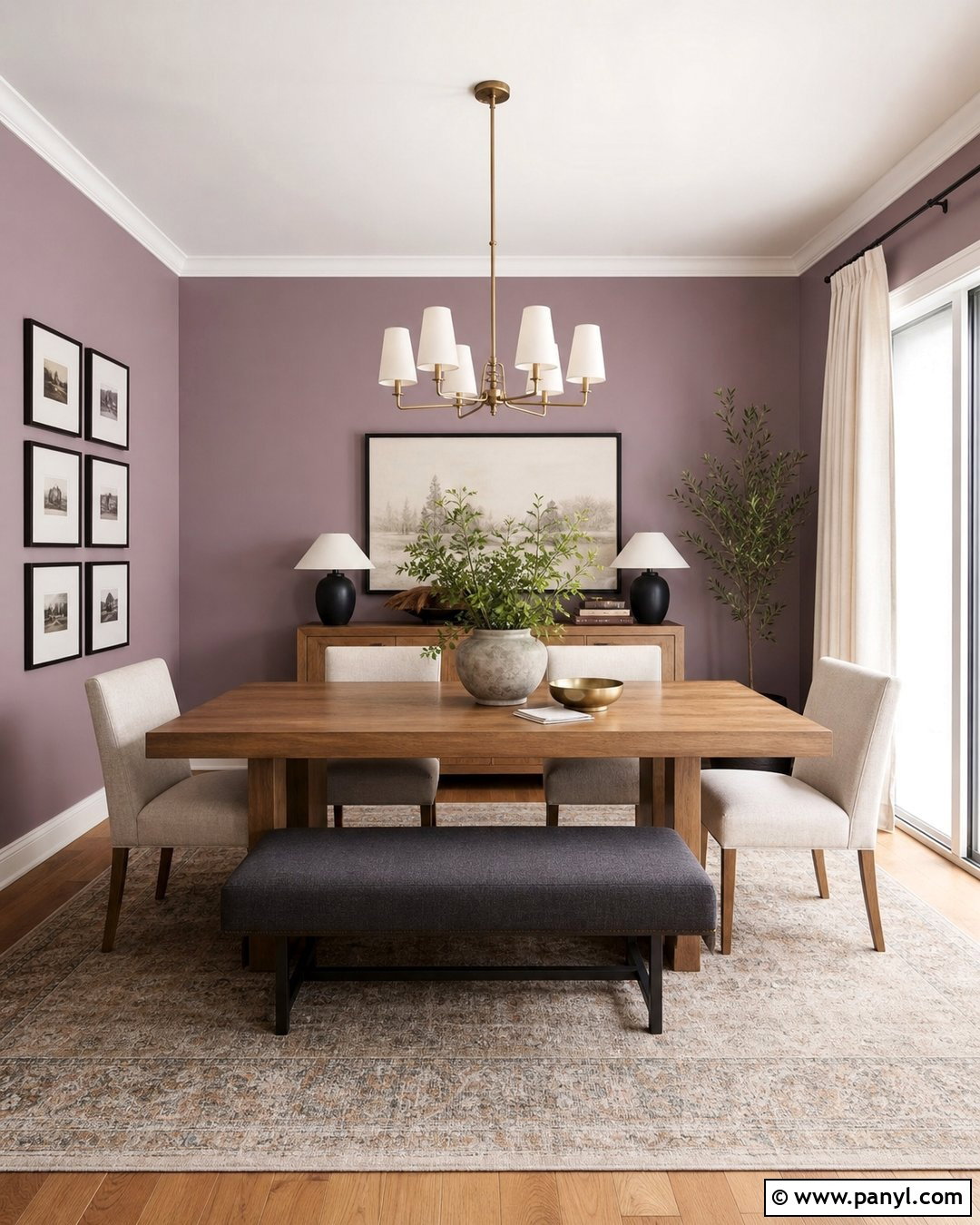 Dusty Mauve Wall Dining Room - 35 Purple Wall Room Ideas
