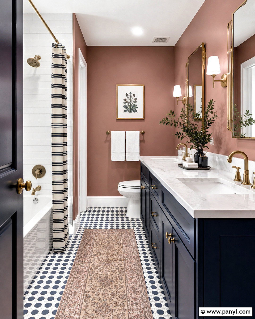 Dusty Pink And Navy Bathroom - 20 dusty pink bathroom ideas