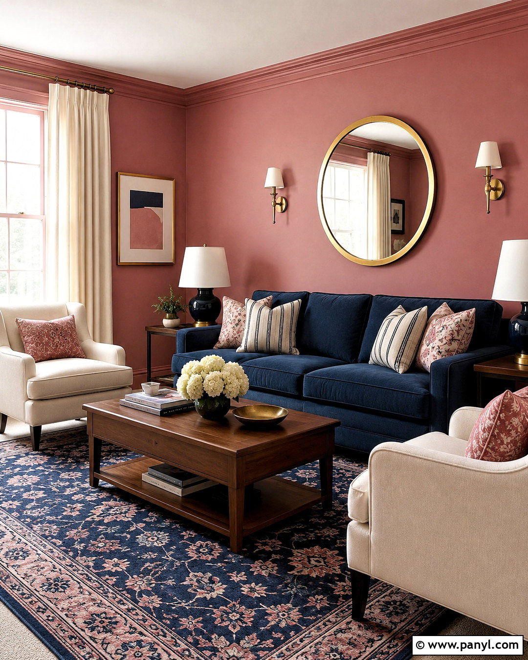 Dusty Pink And Navy Living Room - 20 dusty pink living room ideas