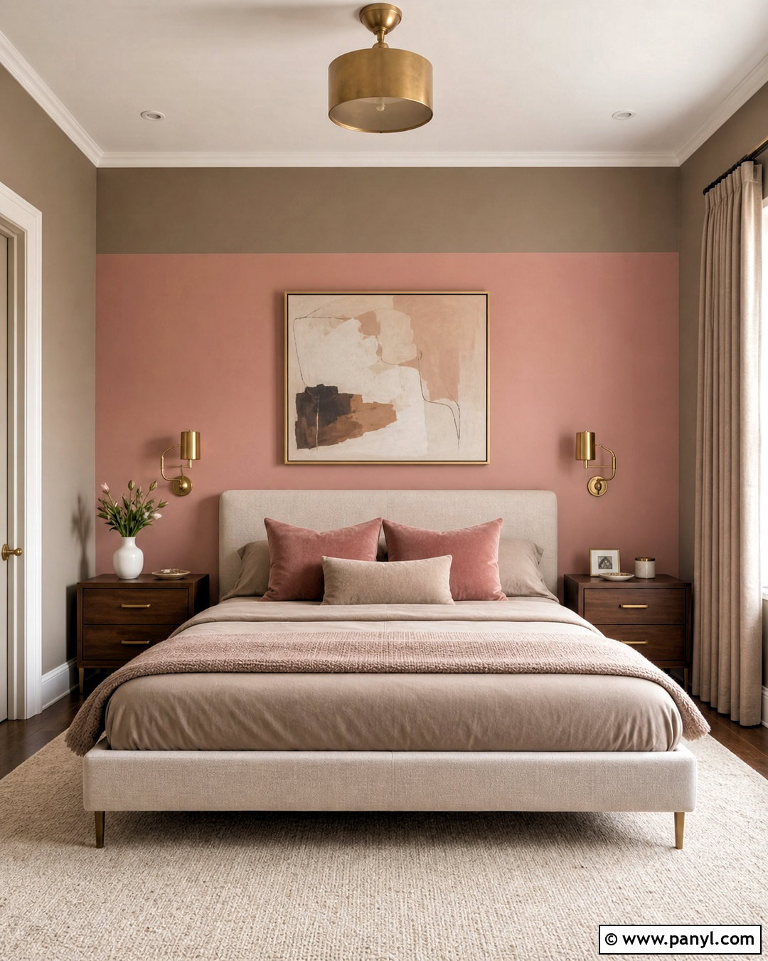 Dusty Pink And Taupe Two Tone Bedroom - 20 two tone room ideas