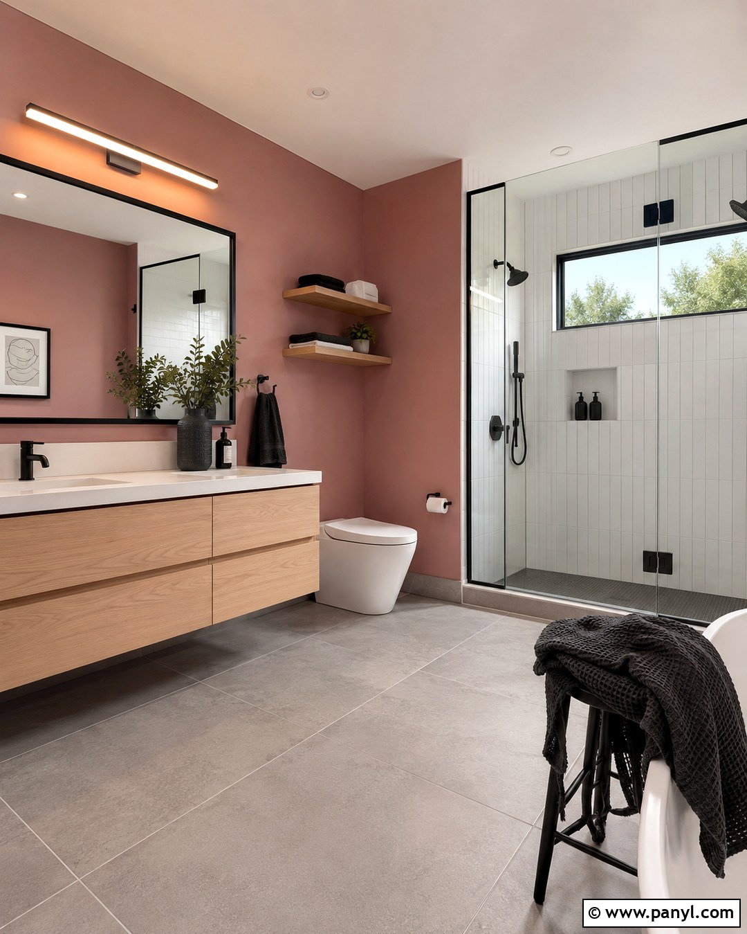 Dusty Pink Bathroom Walls With Black Fixtures - 20 Dusty Pink Bathroom Walls