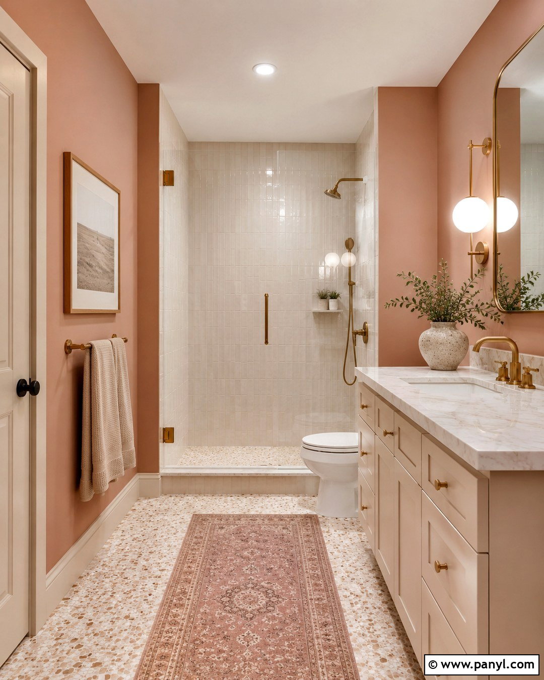 Dusty Pink Bathroom Walls With Brass Fixtures - 20 Dusty Pink Bathroom Walls