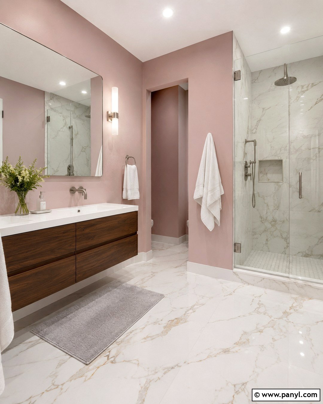 Dusty Pink Bathroom Walls With Marble Tile - 20 Dusty Pink Bathroom Walls