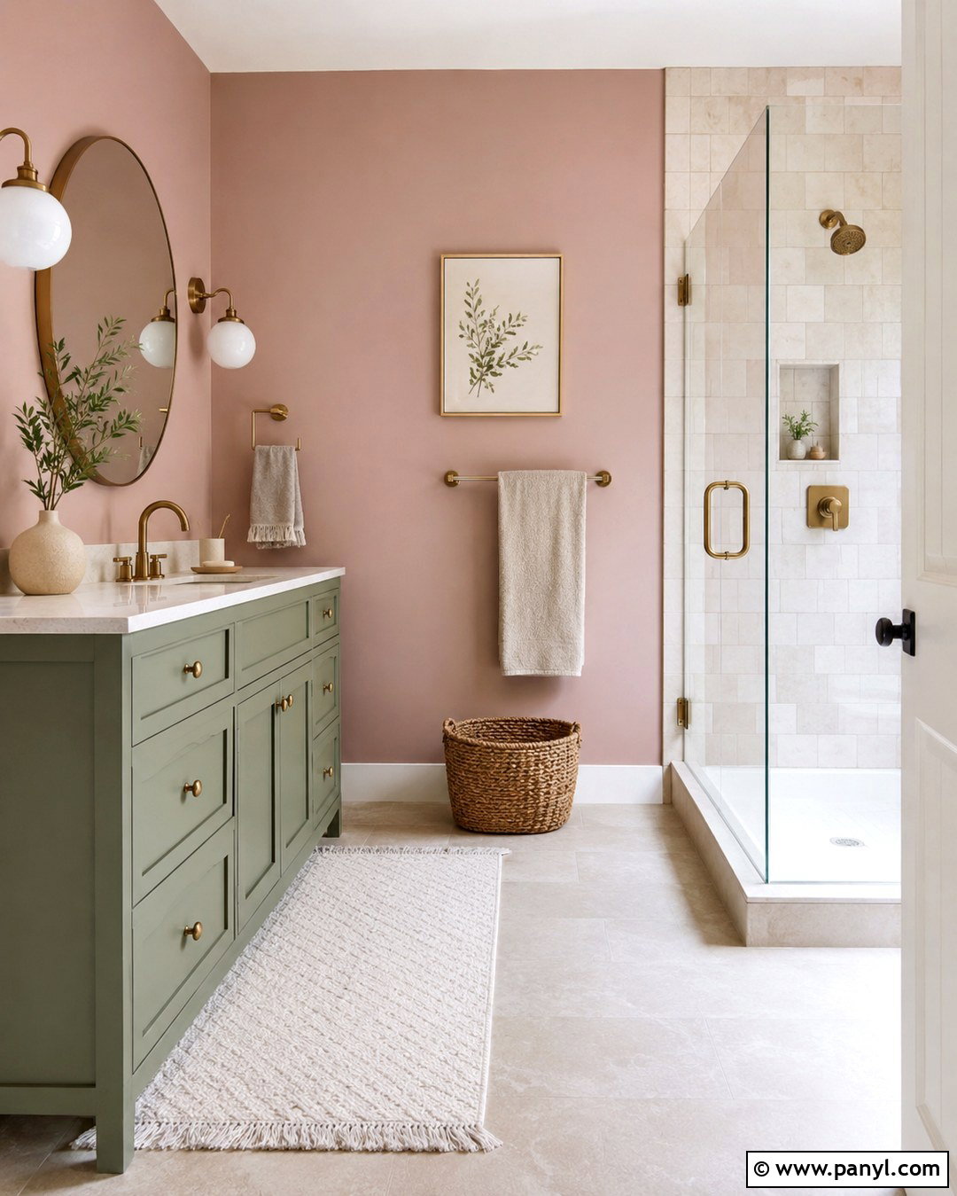 Dusty Pink Bathroom Walls With Sage Green Vanity - 20 Dusty Pink Bathroom Walls