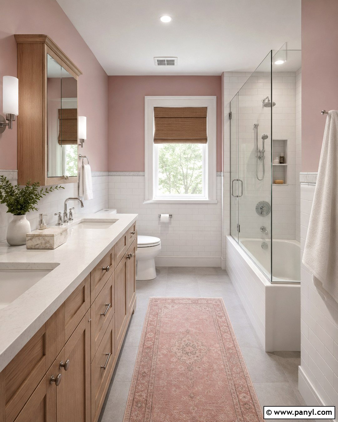 Dusty Pink Bathroom Walls With White Half Tile - 20 Dusty Pink Bathroom Walls