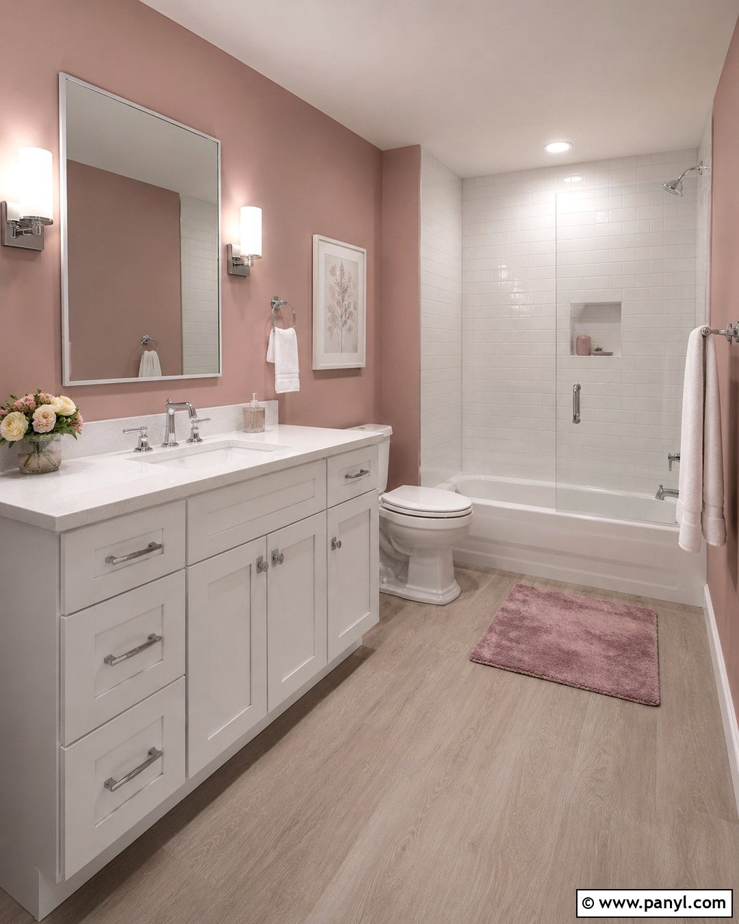 Dusty Pink Bathroom Walls With White Vanity - 20 Dusty Pink Bathroom Walls