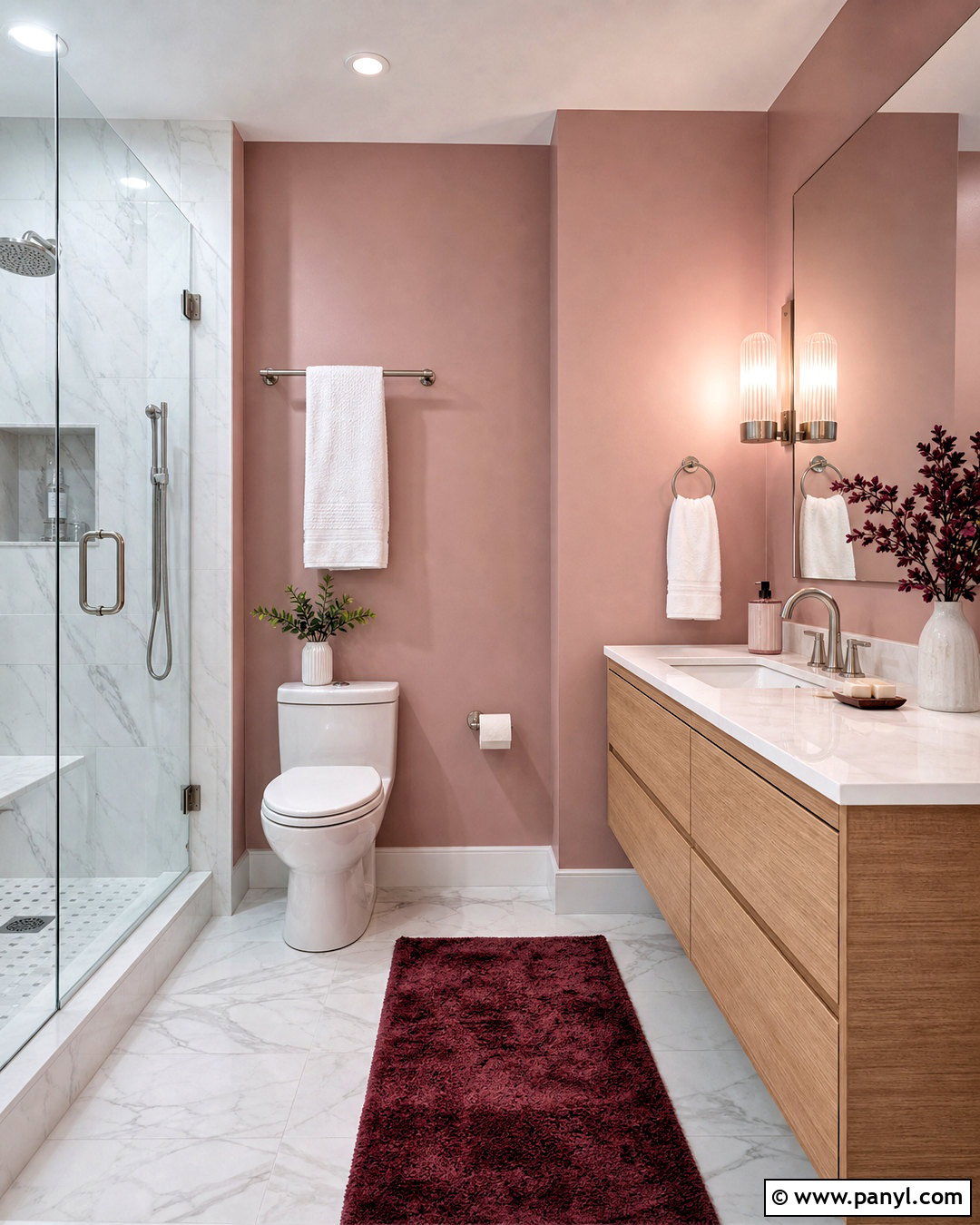 Dusty Pink Bathroom With Marble - 20 dusty pink paint color ideas