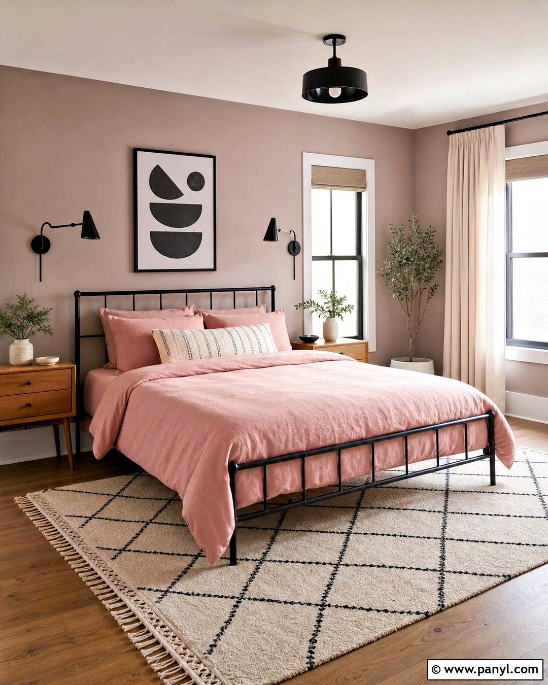 Dusty Pink Bedroom With Black Accents - 20 dusty pink bedroom ideas