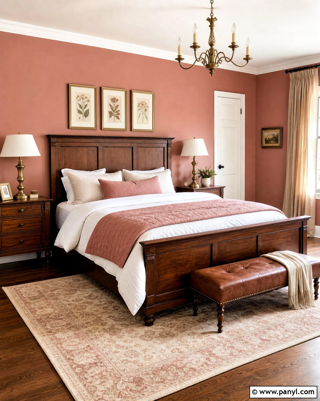 Dusty Pink Bedroom With Dark Wood - 20 dusty pink bedroom ideas