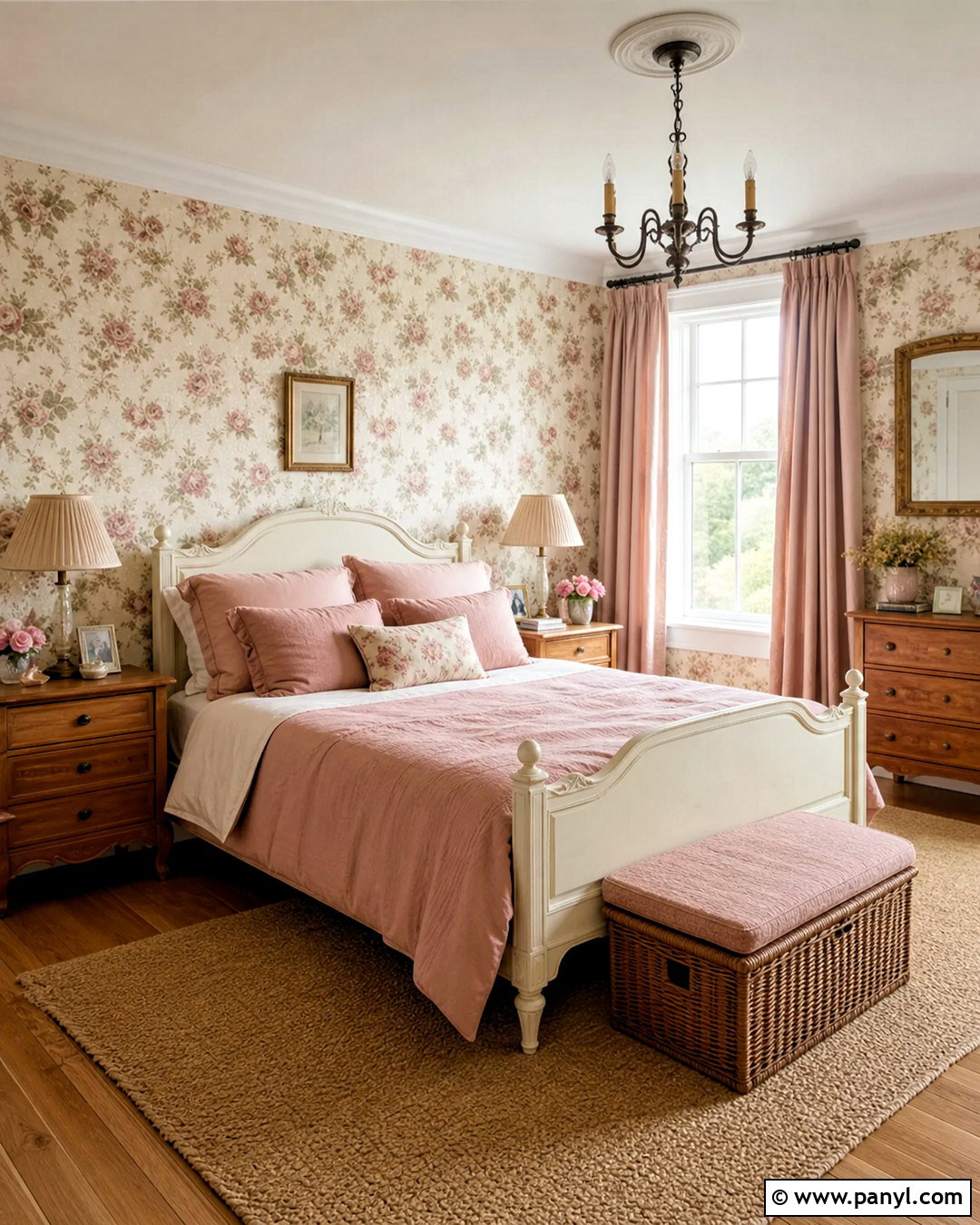 Dusty Pink Bedroom With Floral Wallpaper - 20 dusty pink bedroom ideas