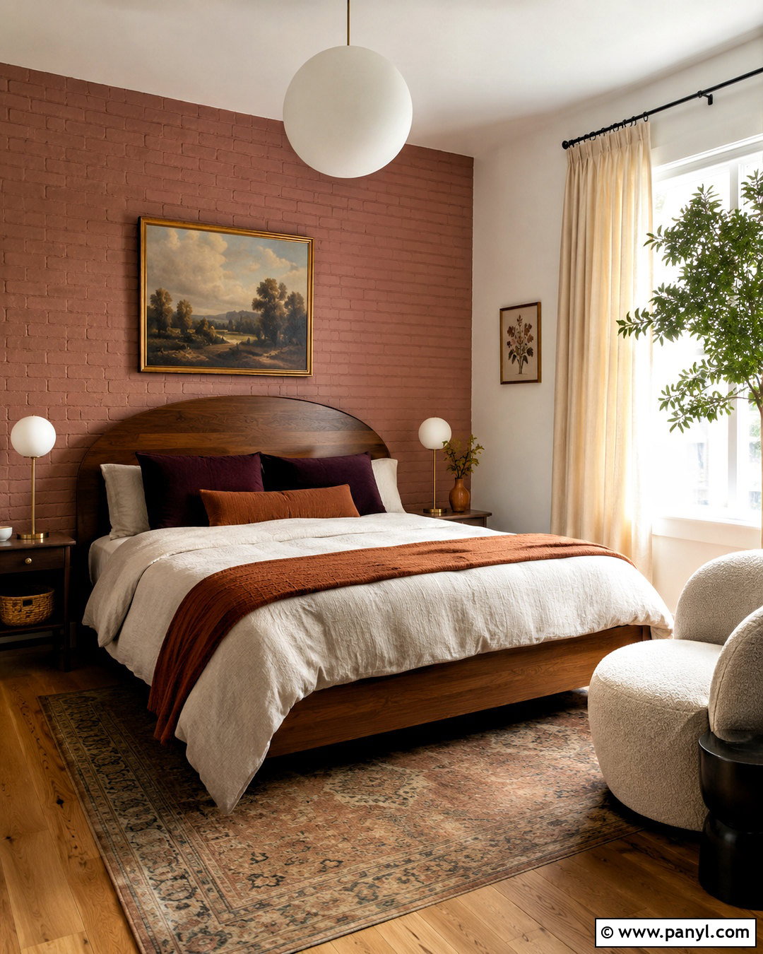 Dusty Pink Brick Wall Bedroom - 20 colored brick wall interior design ideas