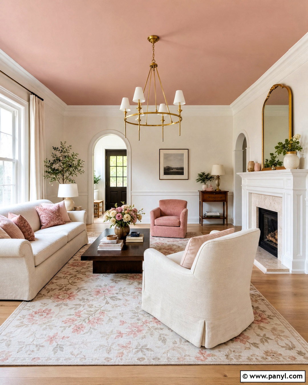 Dusty Pink Ceiling With Warm White Walls - 20 dusty pink paint color ideas