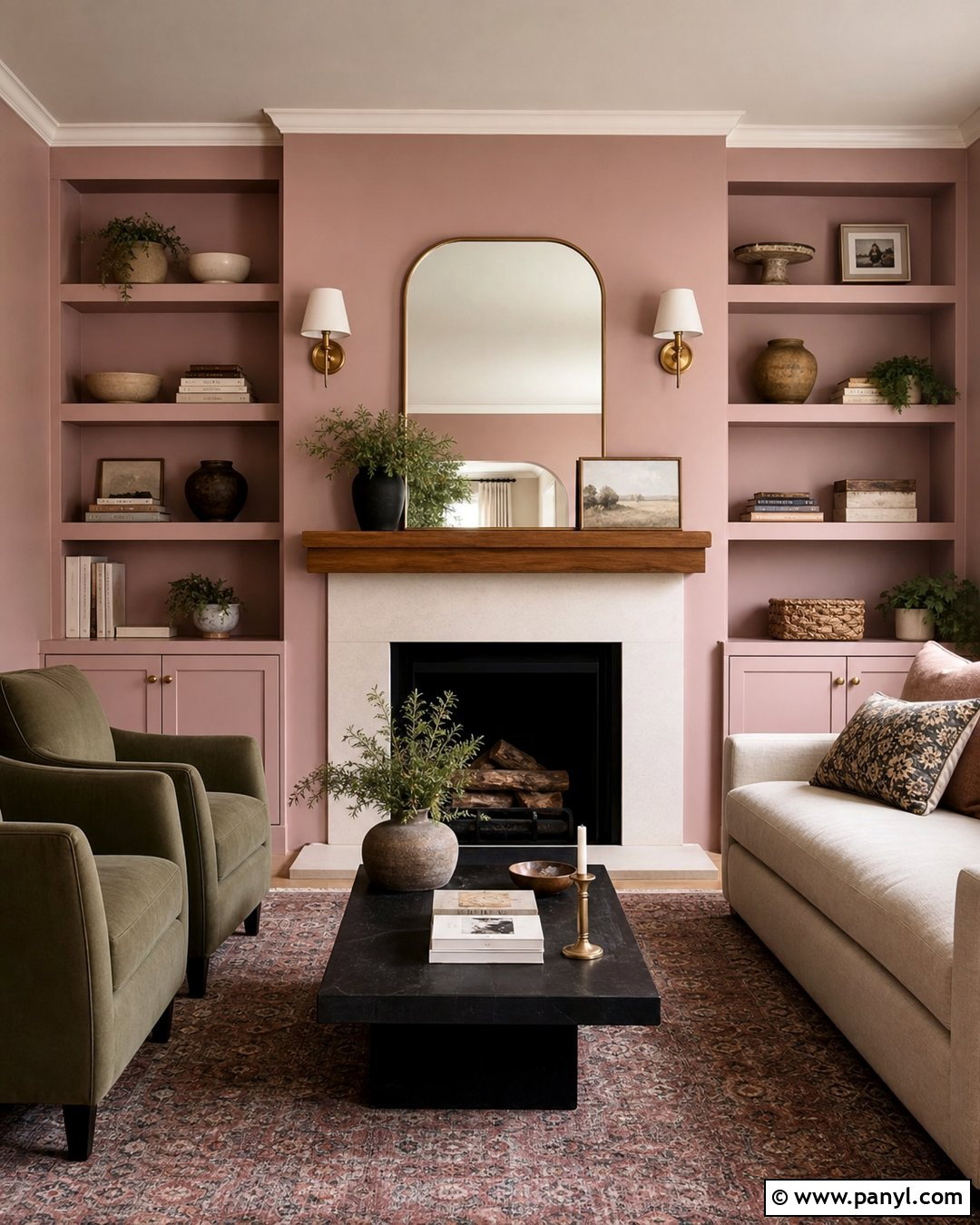 Dusty Pink Fireplace Wall - 35 dusty pink walls