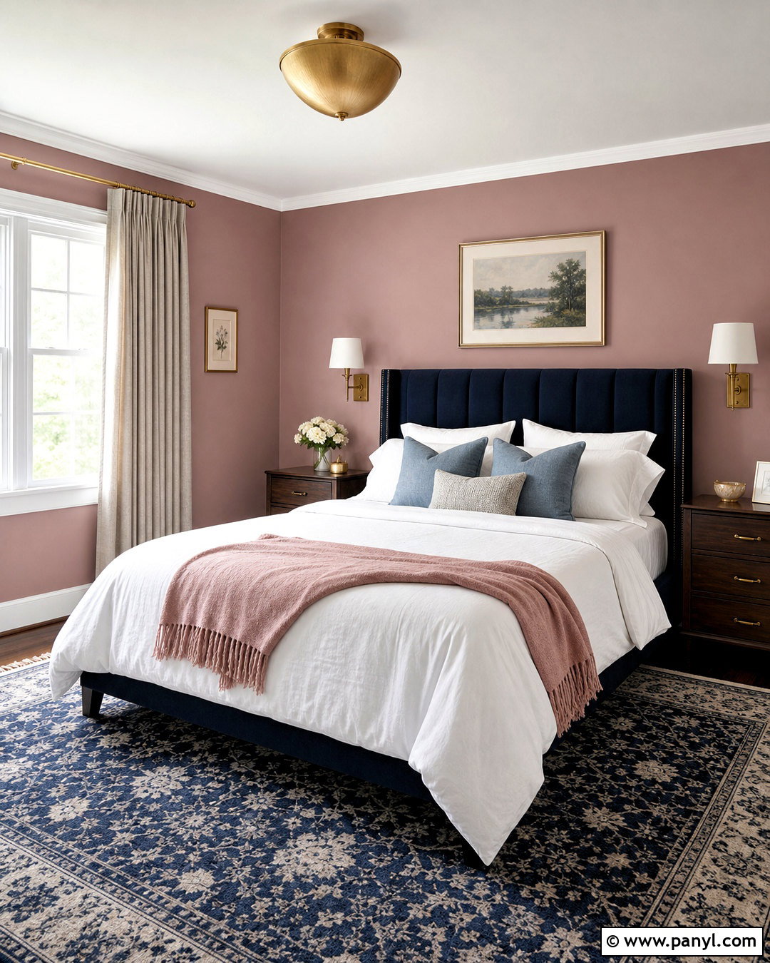 Dusty Pink Guest Room With Navy - 20 dusty pink paint color ideas