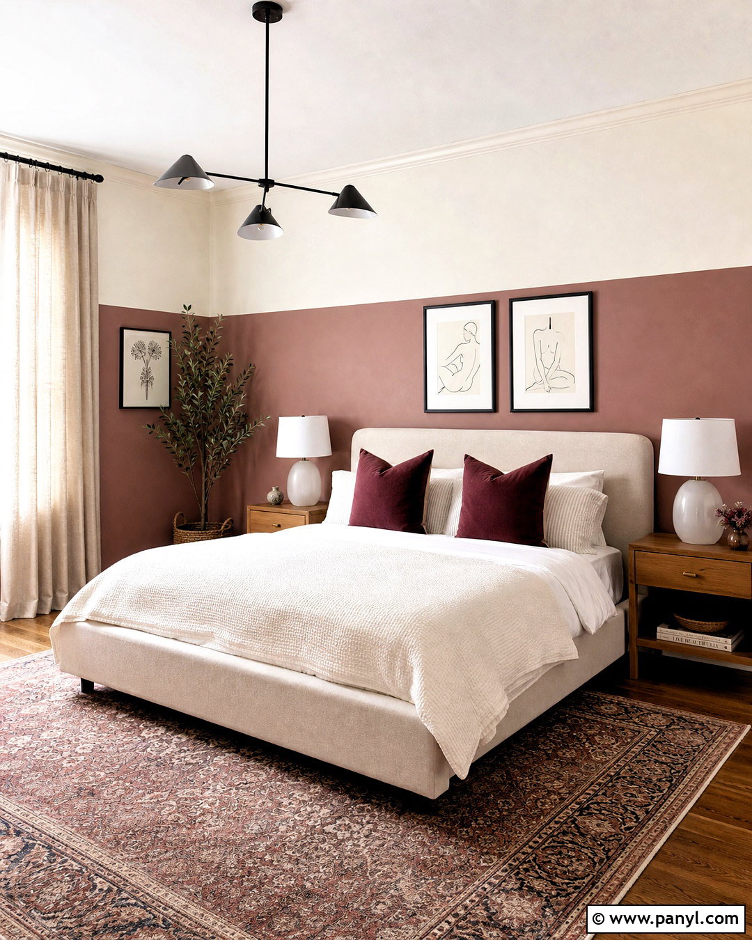 Dusty Pink Half Painted Wall Bedroom - 20 half painted wall bedroom ideas
