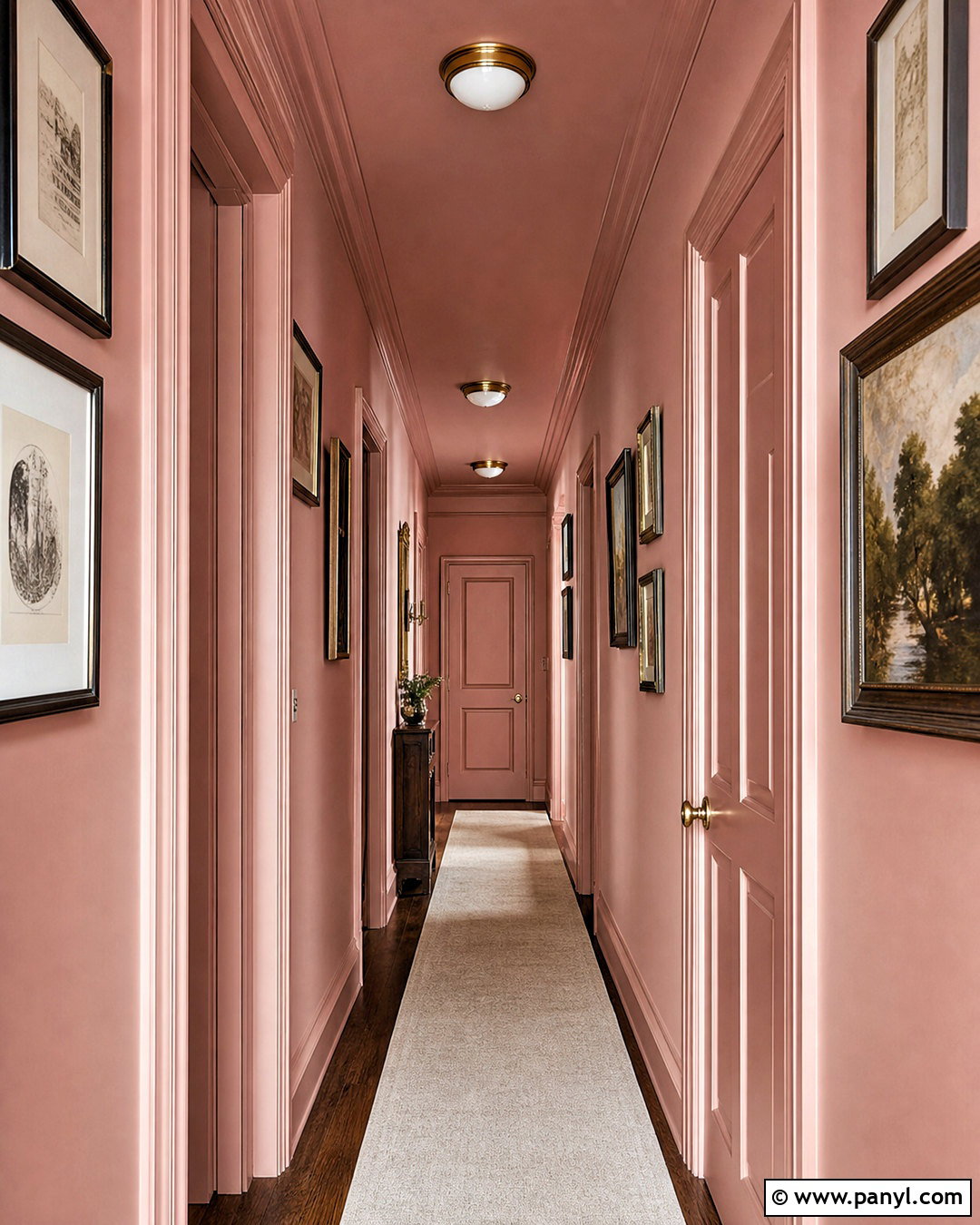 Dusty Pink Hallway Color Drenching - 20 dusty pink paint color ideas
