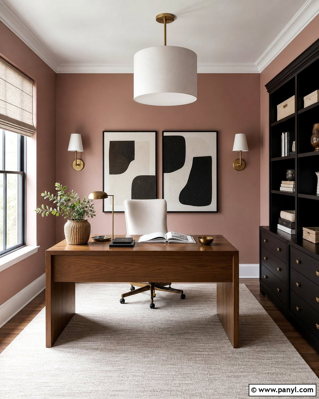 Dusty Pink Home Office Walls - 50 Pink Wall Ideas