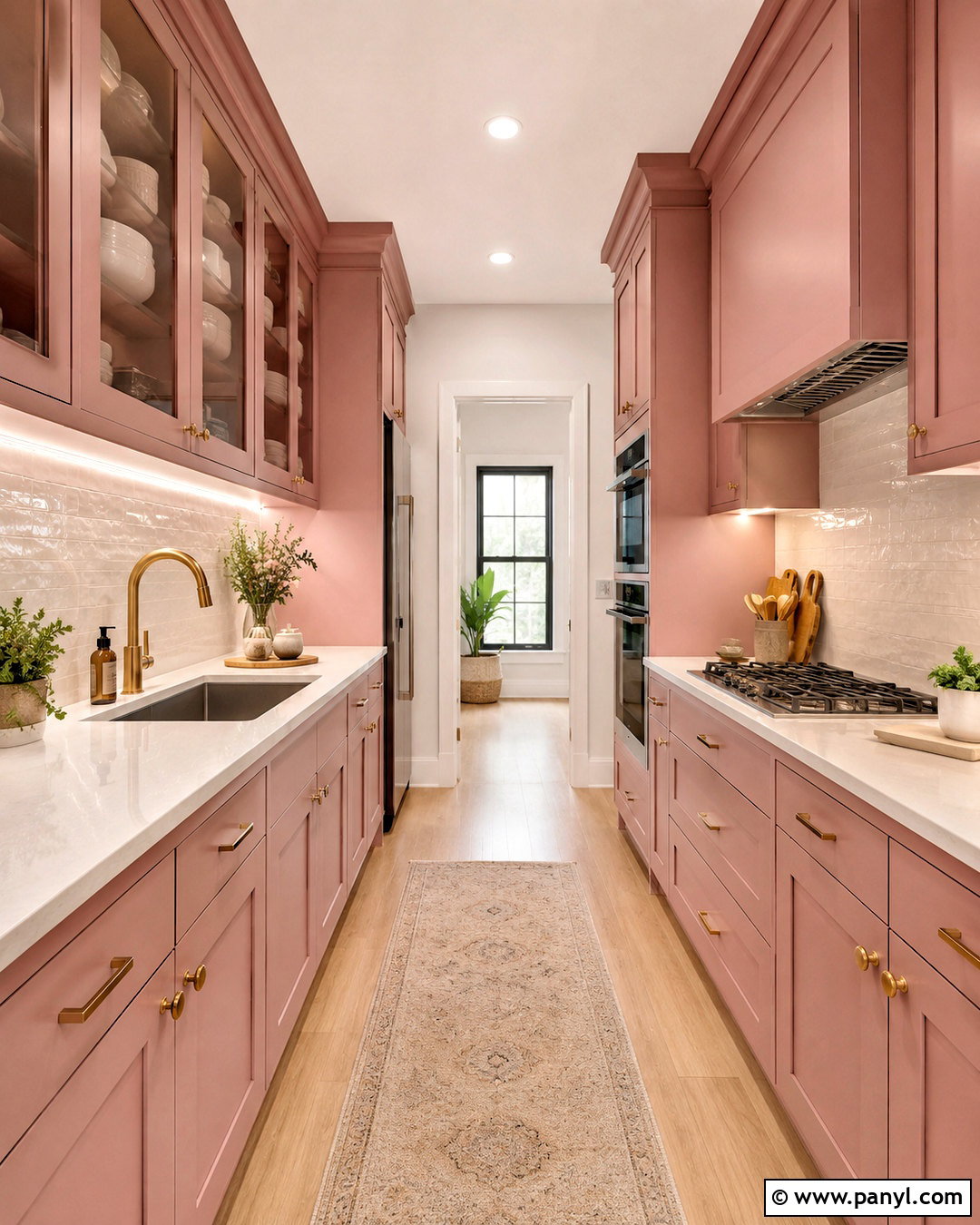 Dusty Pink Kitchen Cabinets In A Small Galley - 20 dusty pink kitchen cabinets