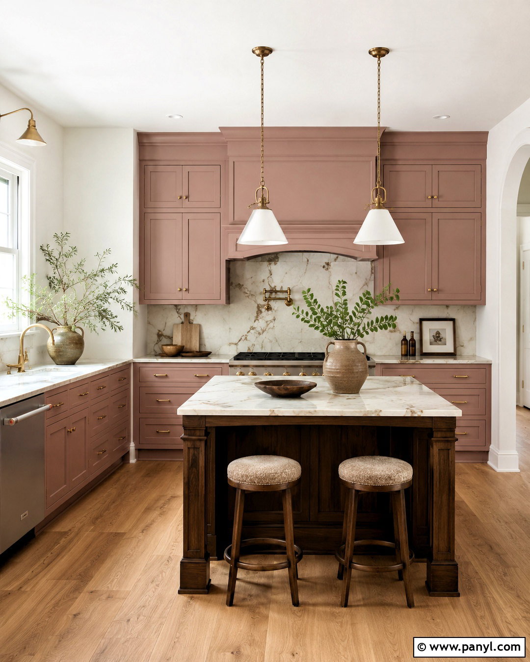 Dusty Pink Kitchen Cabinets With Marble Backsplash - 20 dusty pink kitchen cabinets