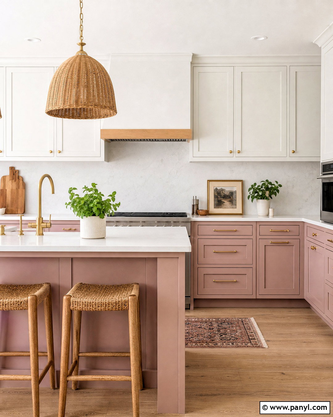 Dusty Pink Kitchen Cabinets With White Quartz - 20 dusty pink paint color ideas
