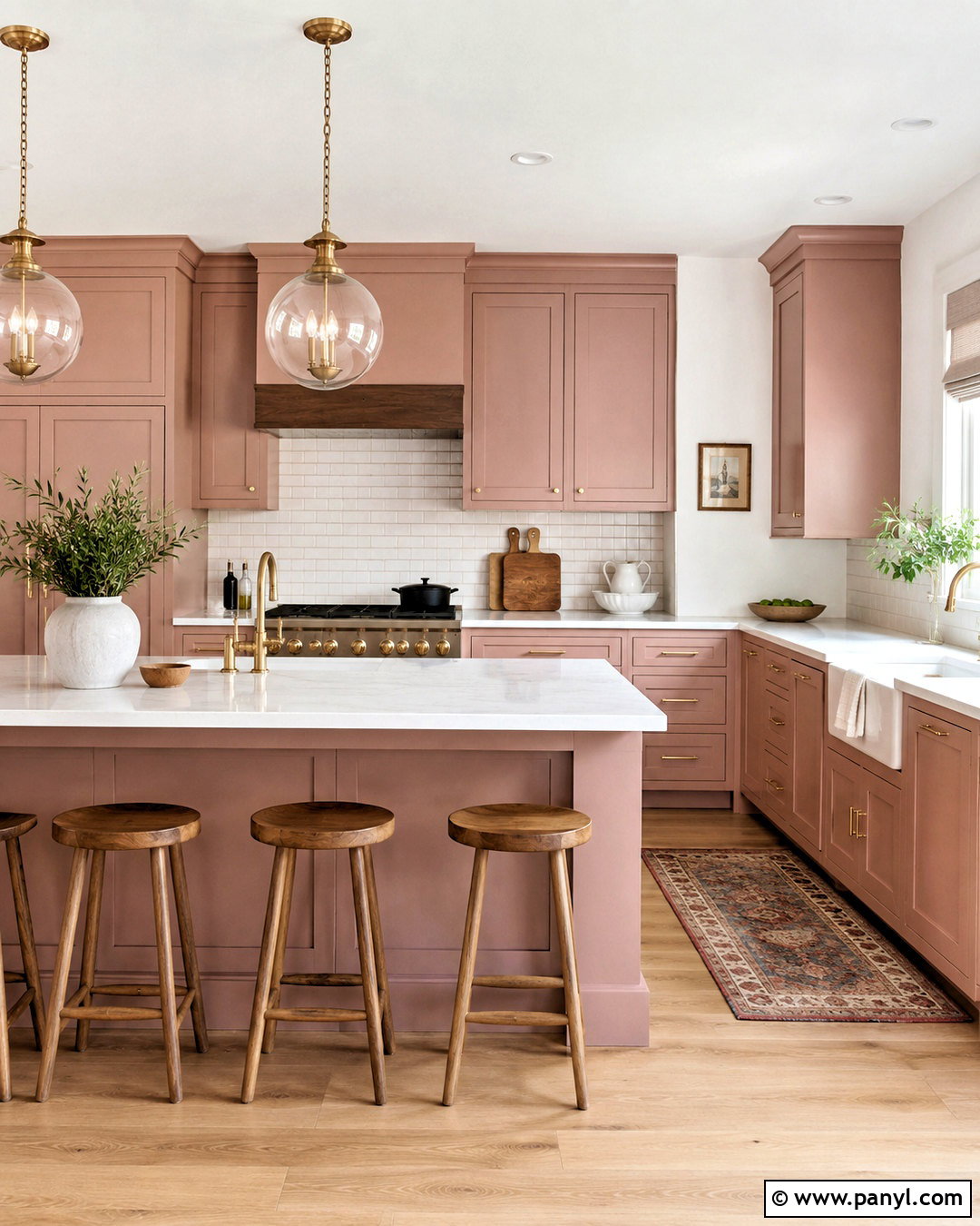 Dusty Pink Kitchen Cabinets With White Quartz - 20 dusty pink kitchen cabinets