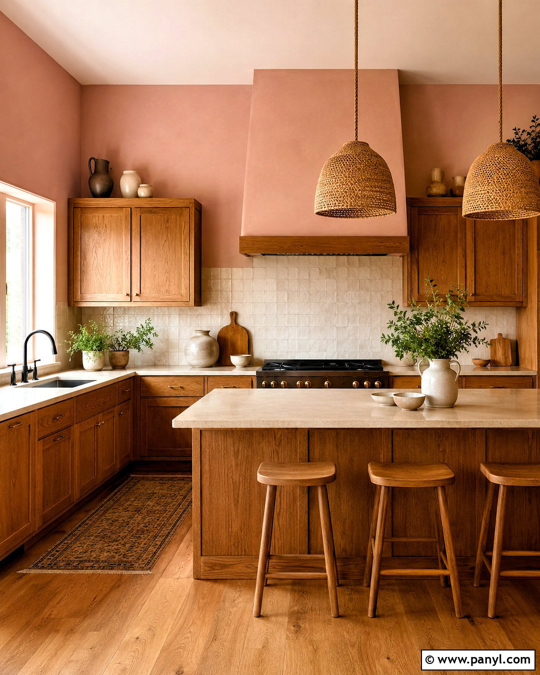 Dusty Pink Kitchen Walls With Oak Cabinets - 40 pink kitchen walls