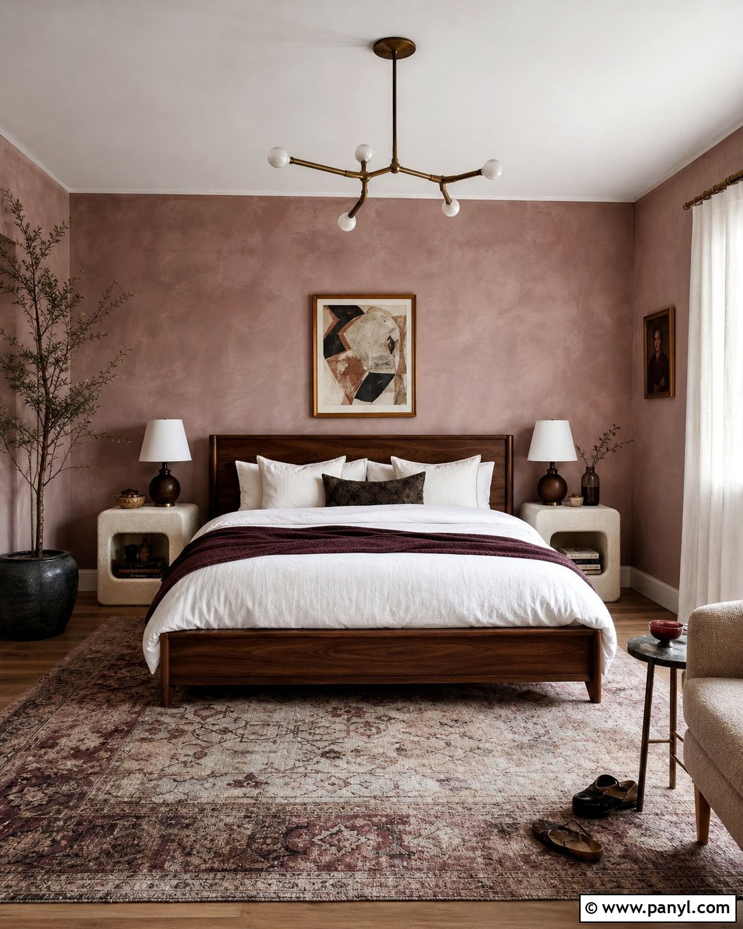 Dusty Pink Limewash Bedroom - 50 Limewash Walls