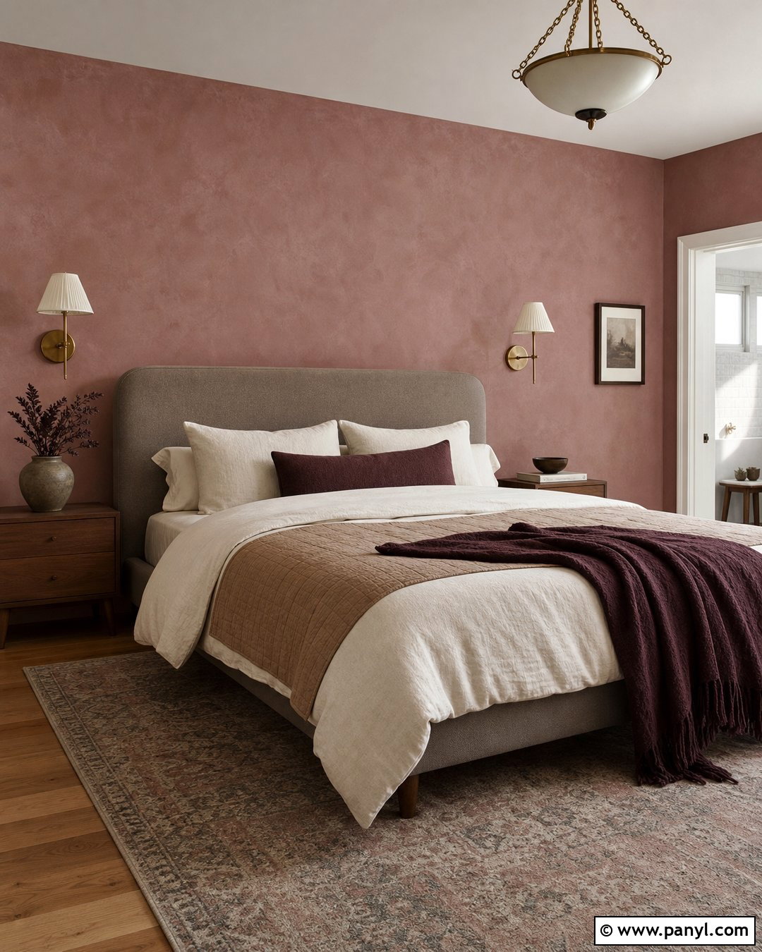Dusty Pink Limewash Bedroom - 25 Limewash Pink Walls