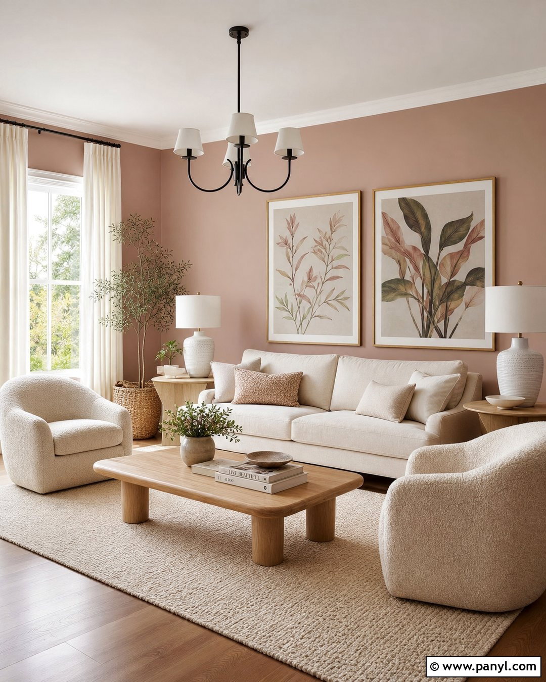 Dusty Pink Living Room Walls With Warm White - 35 dusty pink walls