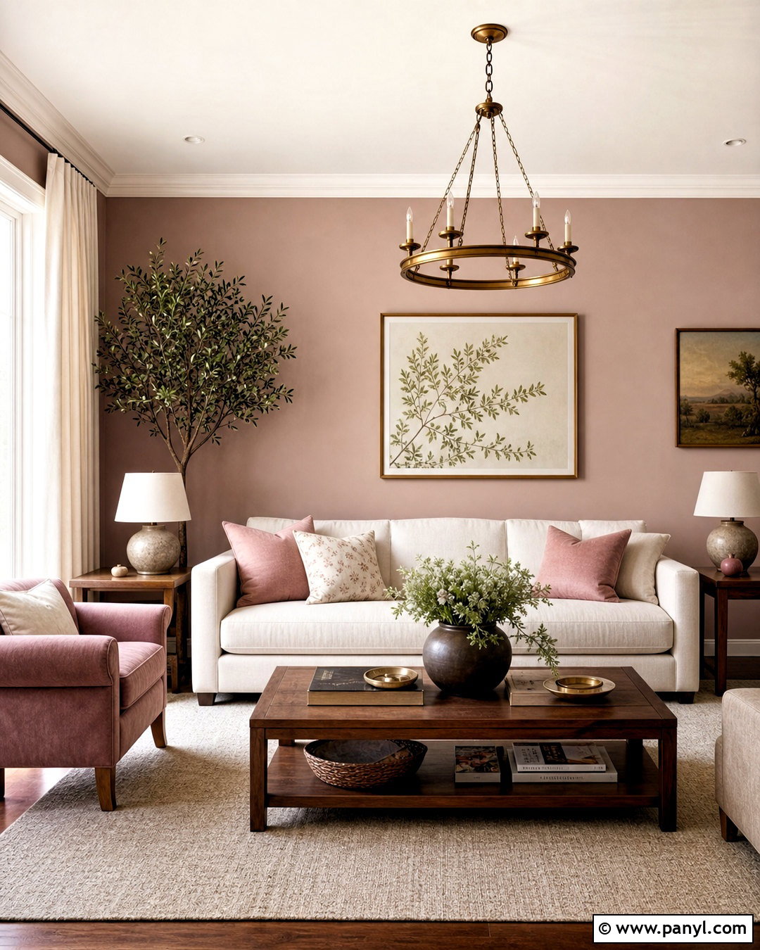 Dusty Pink Living Room With Cream - 20 dusty pink paint color ideas
