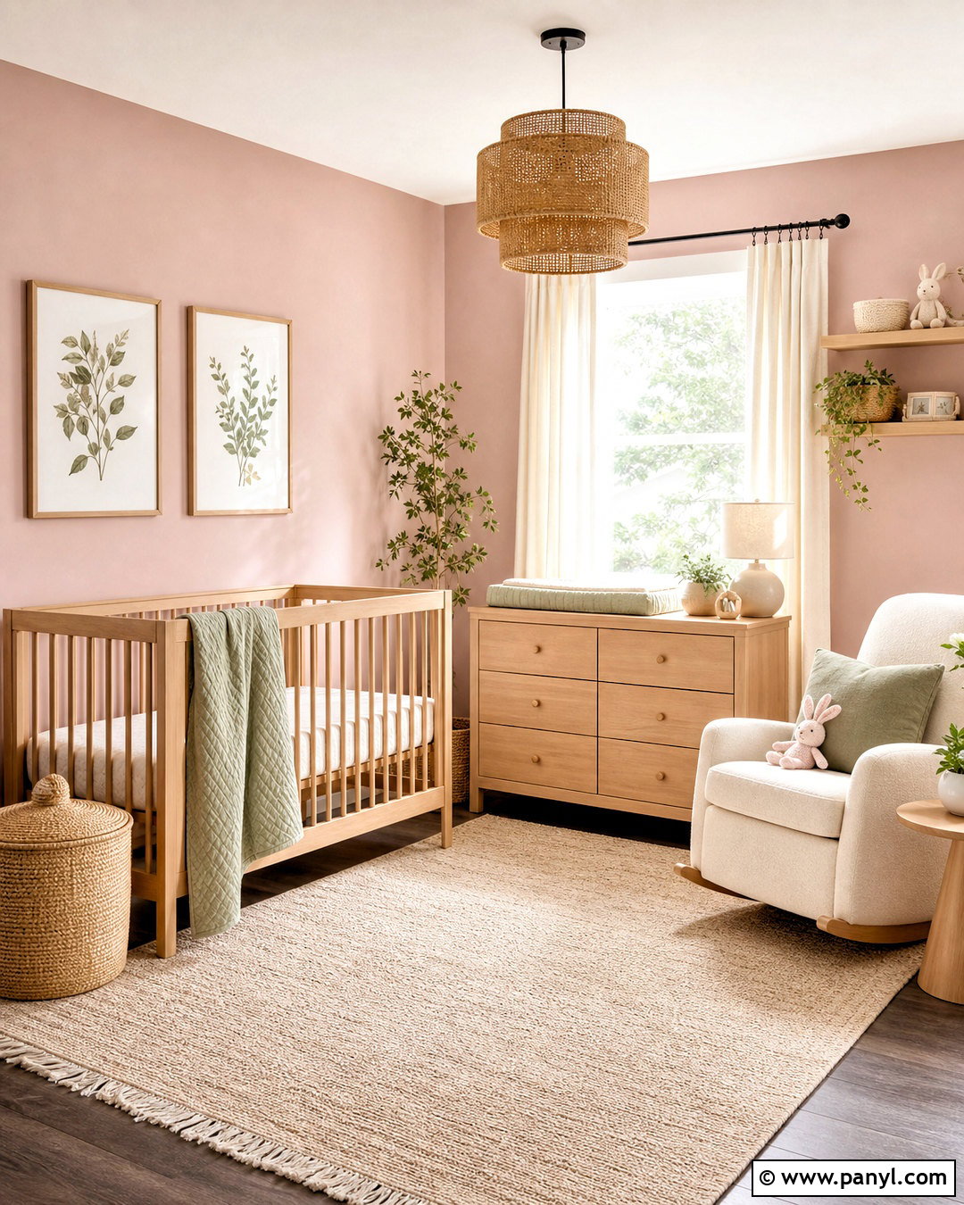 Dusty Pink Nursery With Natural Wood - 20 dusty pink paint color ideas