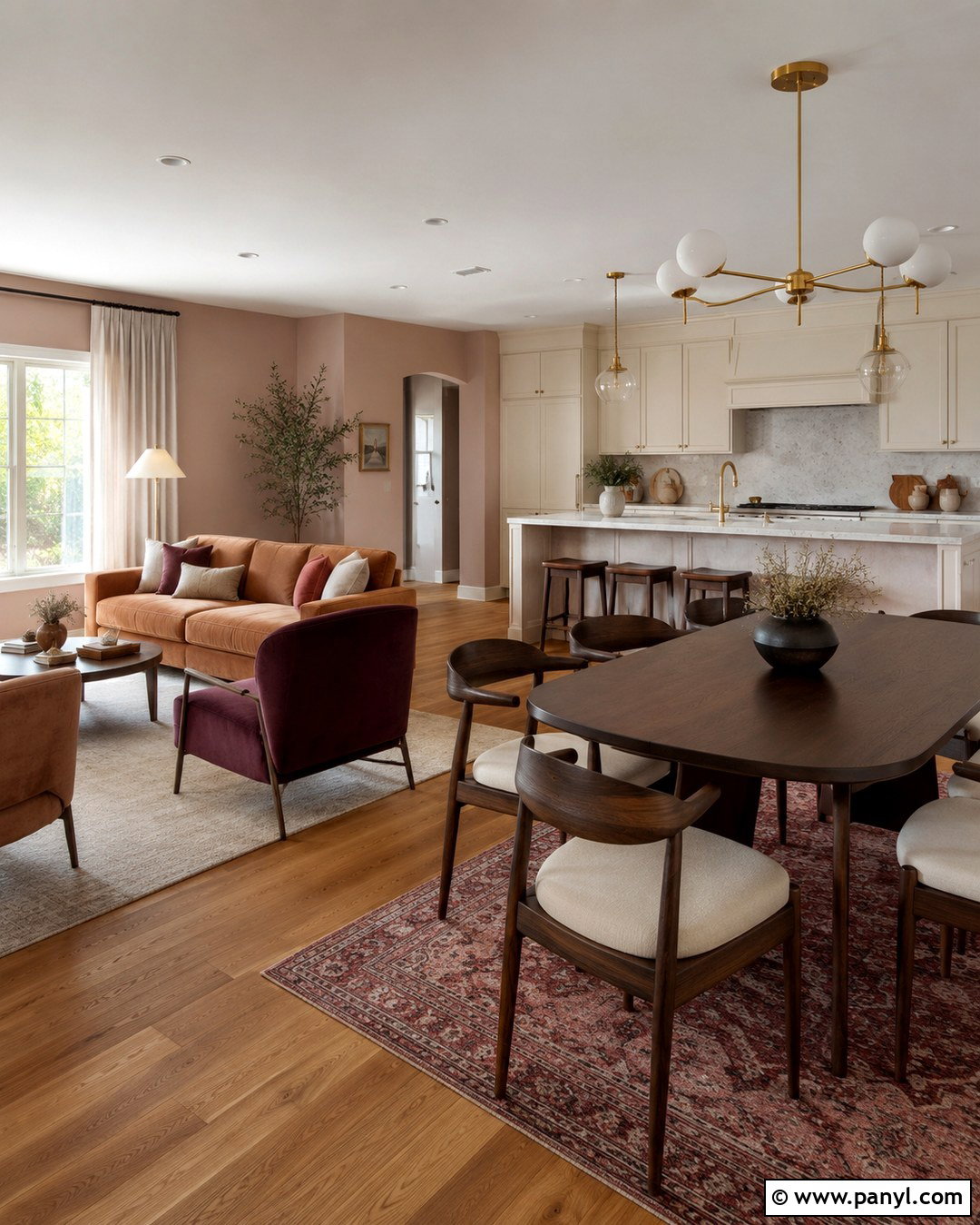 Dusty Pink Open Plan Walls - 20 Open Plan Wall Colour Ideas