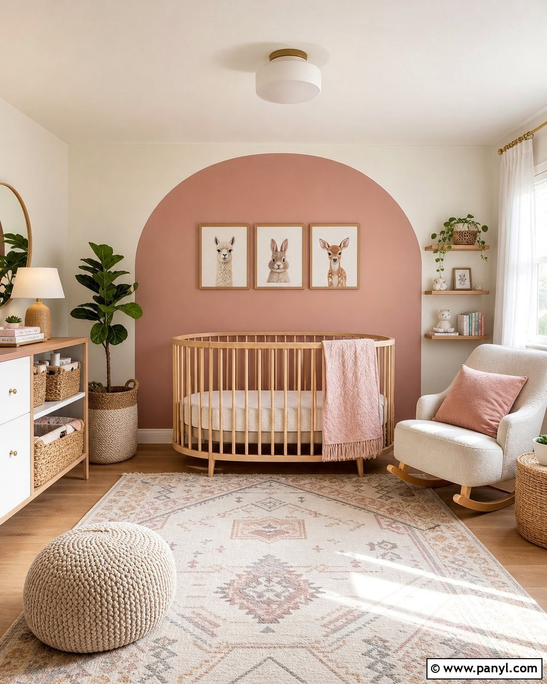 Dusty Pink Oval Accent Wall Nursery - 20 Painted Oval Accent Wall Ideas