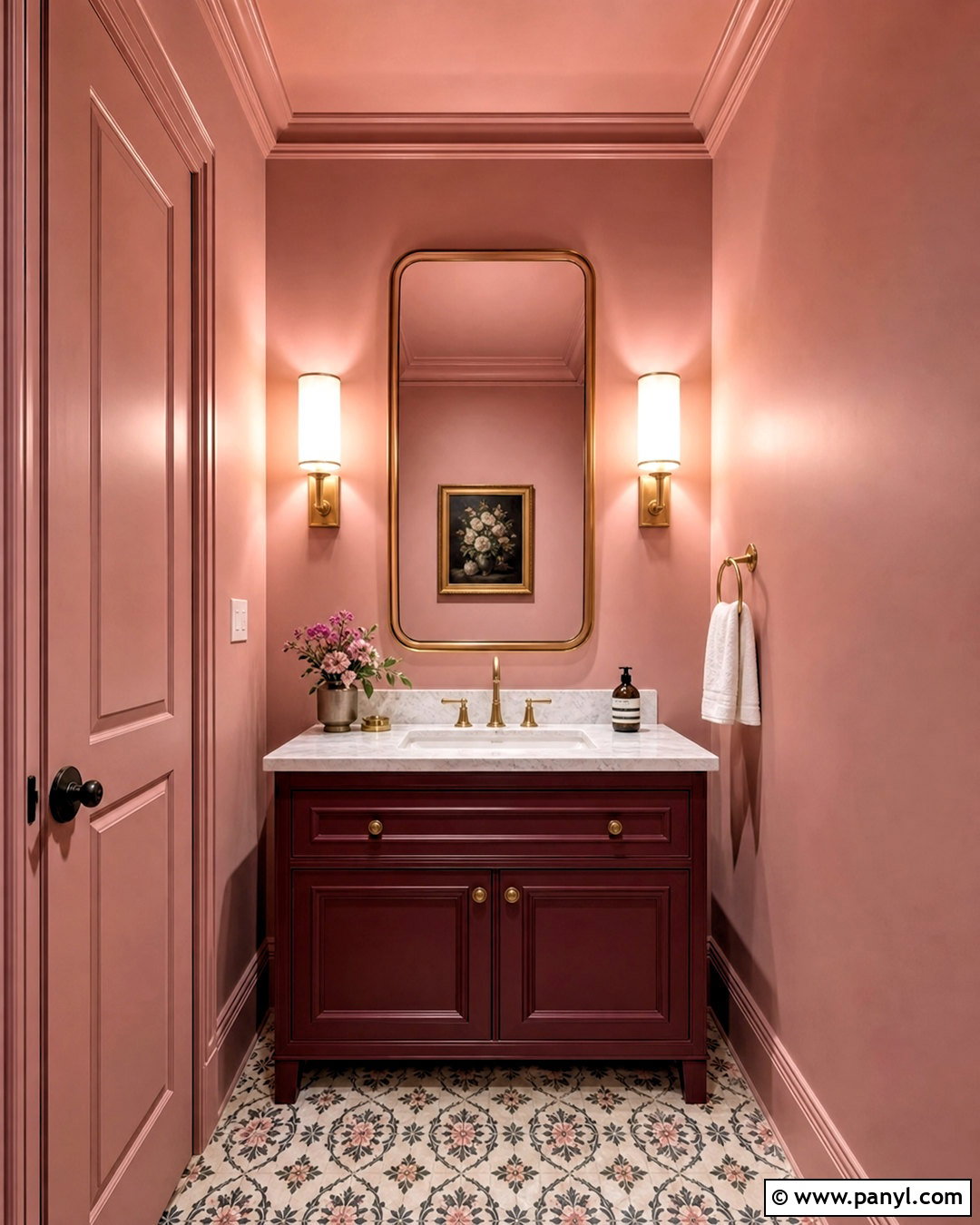 Dusty Pink Powder Room With Burgundy - 20 dusty pink paint color ideas