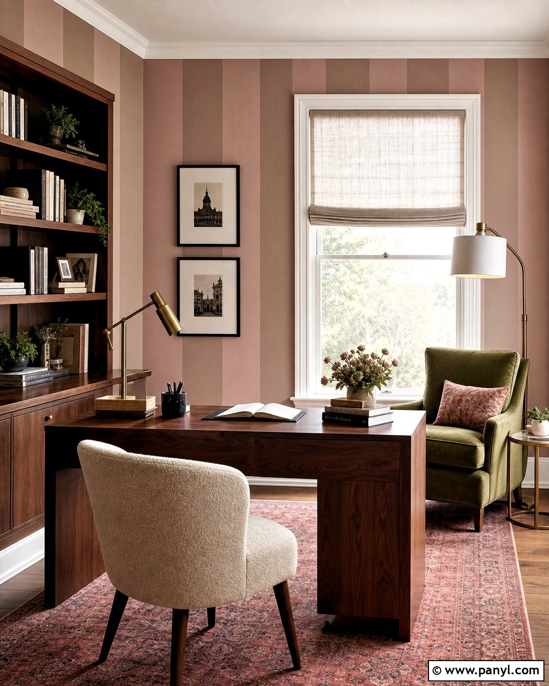 Dusty Pink Striped Home Office - 20 pink striped background ideas