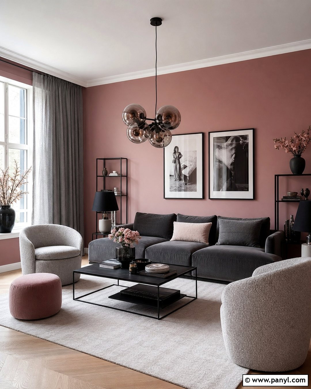 Dusty Pink Walls With Charcoal Gray - 35 dusty pink walls