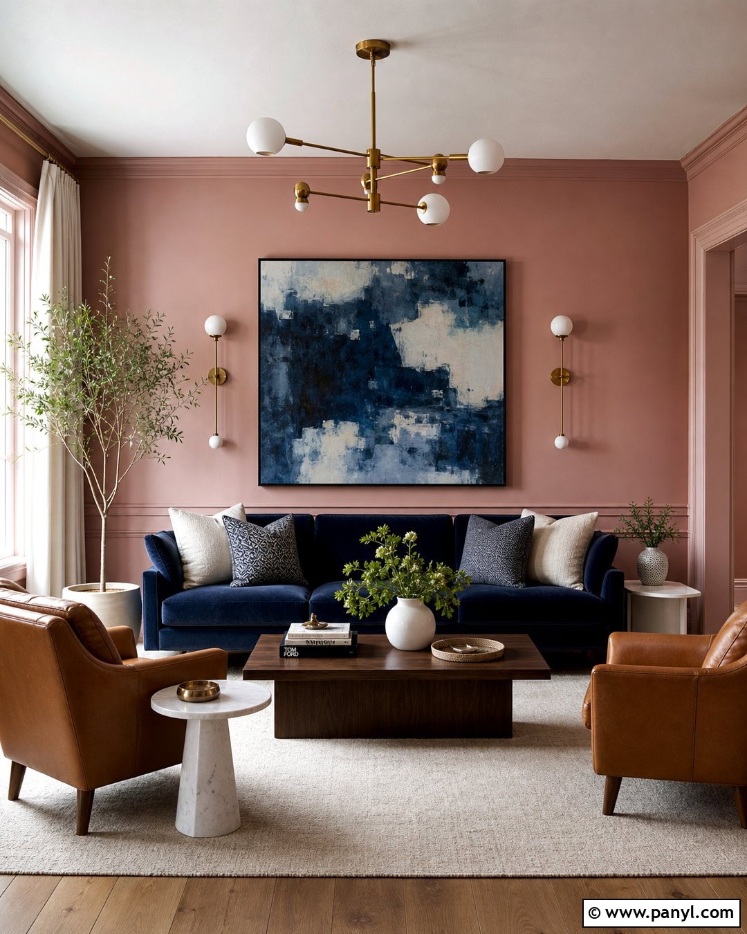 Dusty Pink Walls With Navy Blue Furniture - 35 dusty pink walls