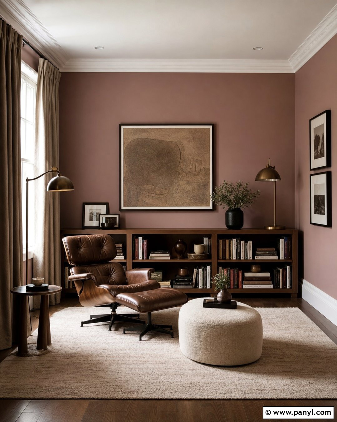 Dusty Pink Walls With Walnut Wood - 30 pink wall color combination ideas