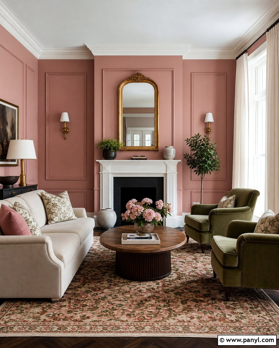 Dusty Pink Walls With White Molding - 25 White Pink Walls