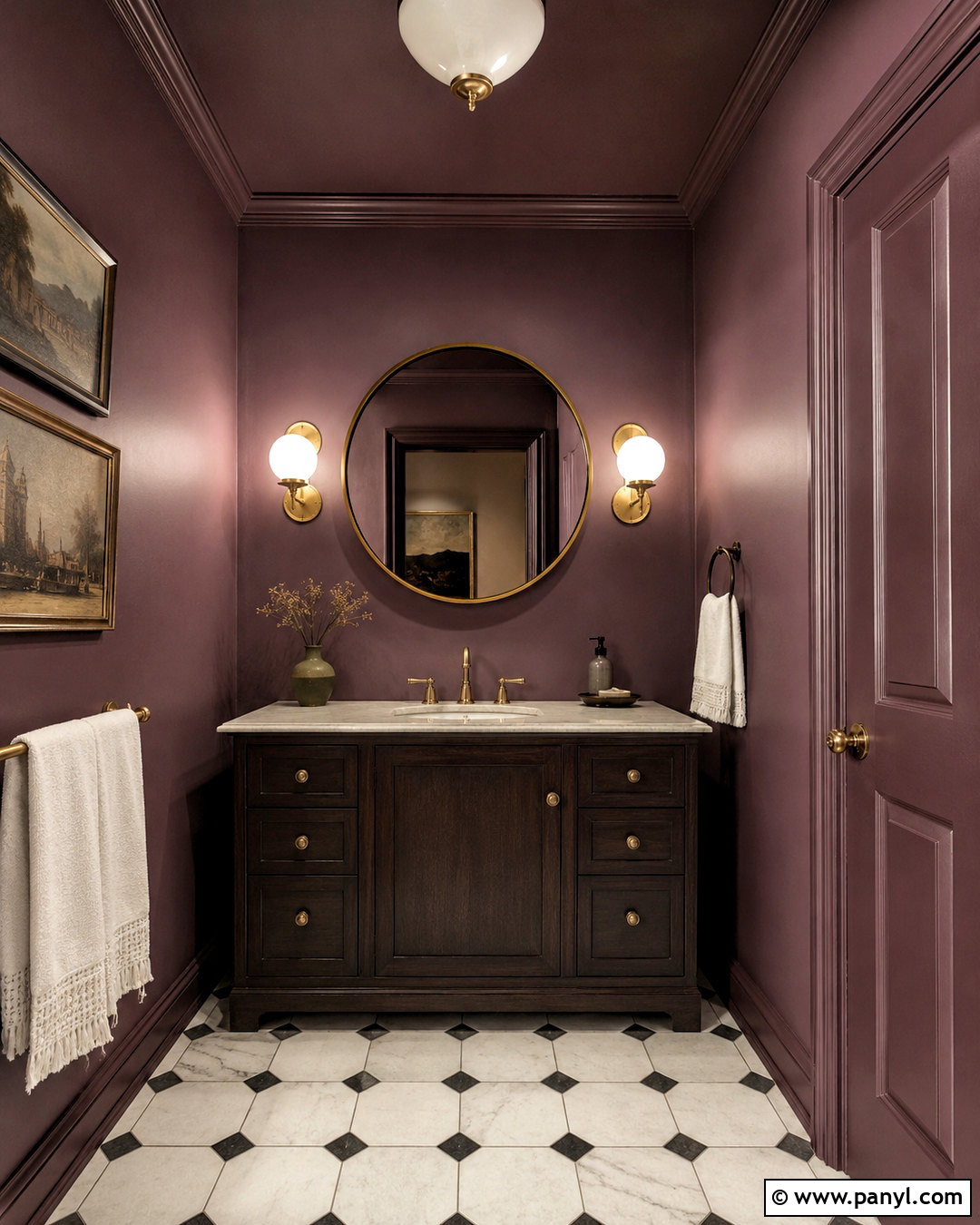 Dusty Plum Powder Room - 20 best paint colors for interior ideas