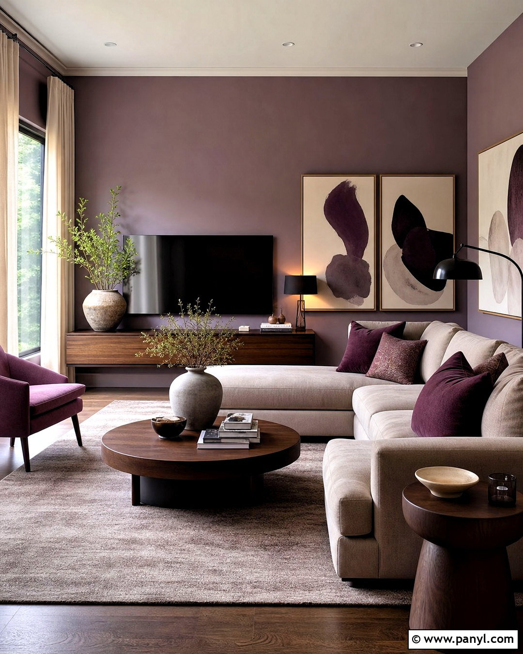 Dusty Purple And Taupe Living Room - 20 purple walls living room ideas
