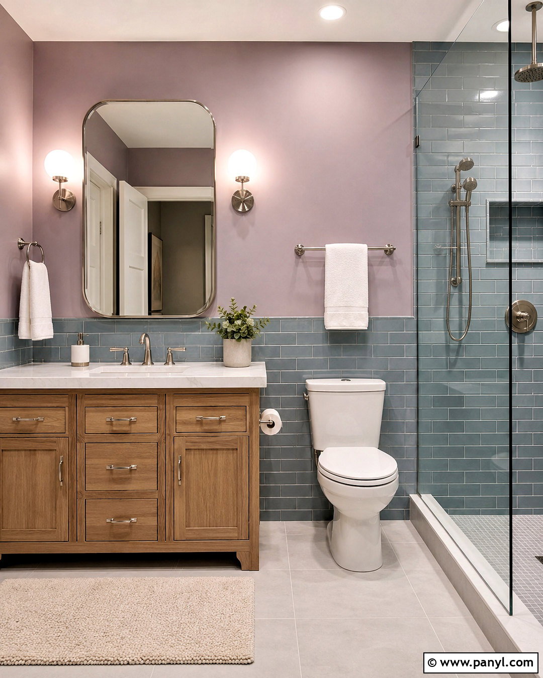 Dusty Purple Bathroom With Blue Gray Tile - 20 dusty purple wall color ideas