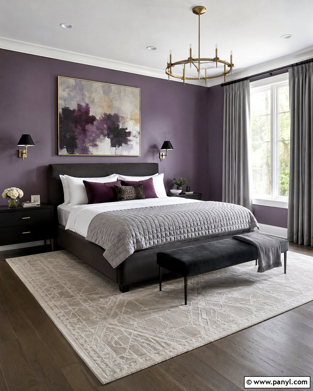 Dusty Purple Bedroom With Charcoal Accents - 20 dusty purple wall color ideas