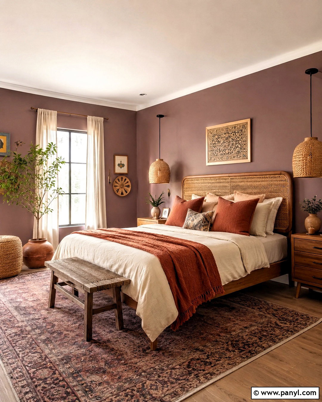 Dusty Purple Bedroom With Terracotta Decor - 20 dusty purple wall color ideas