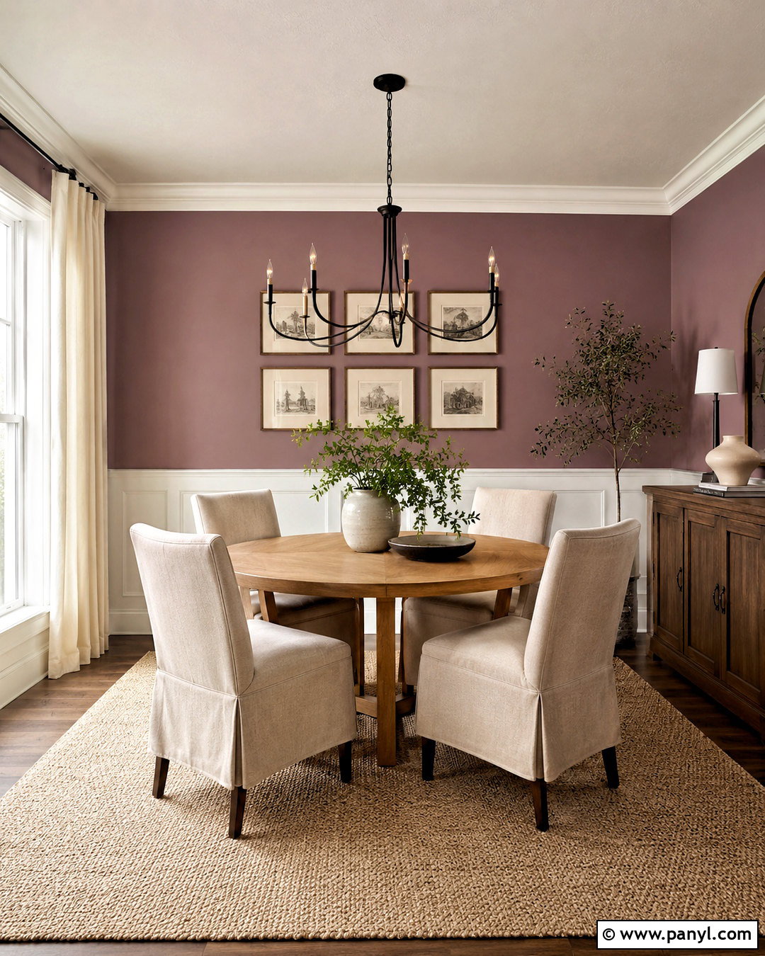 Dusty Purple Dining Room With White Wainscoting - 20 dusty purple wall color ideas