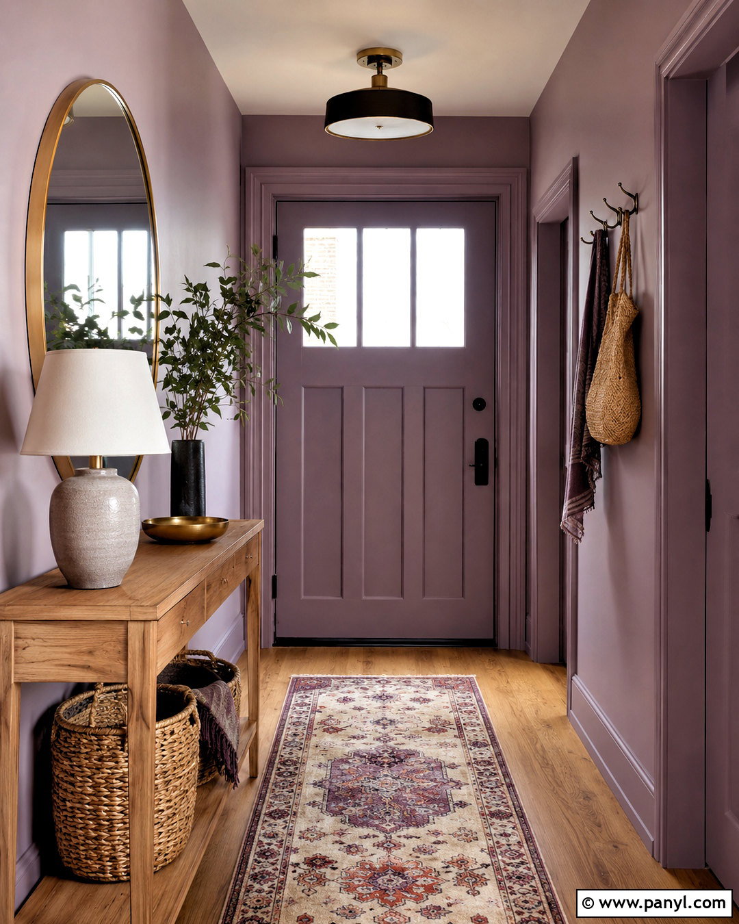Dusty Purple Entryway With Painted Trim - 20 dusty purple wall color ideas