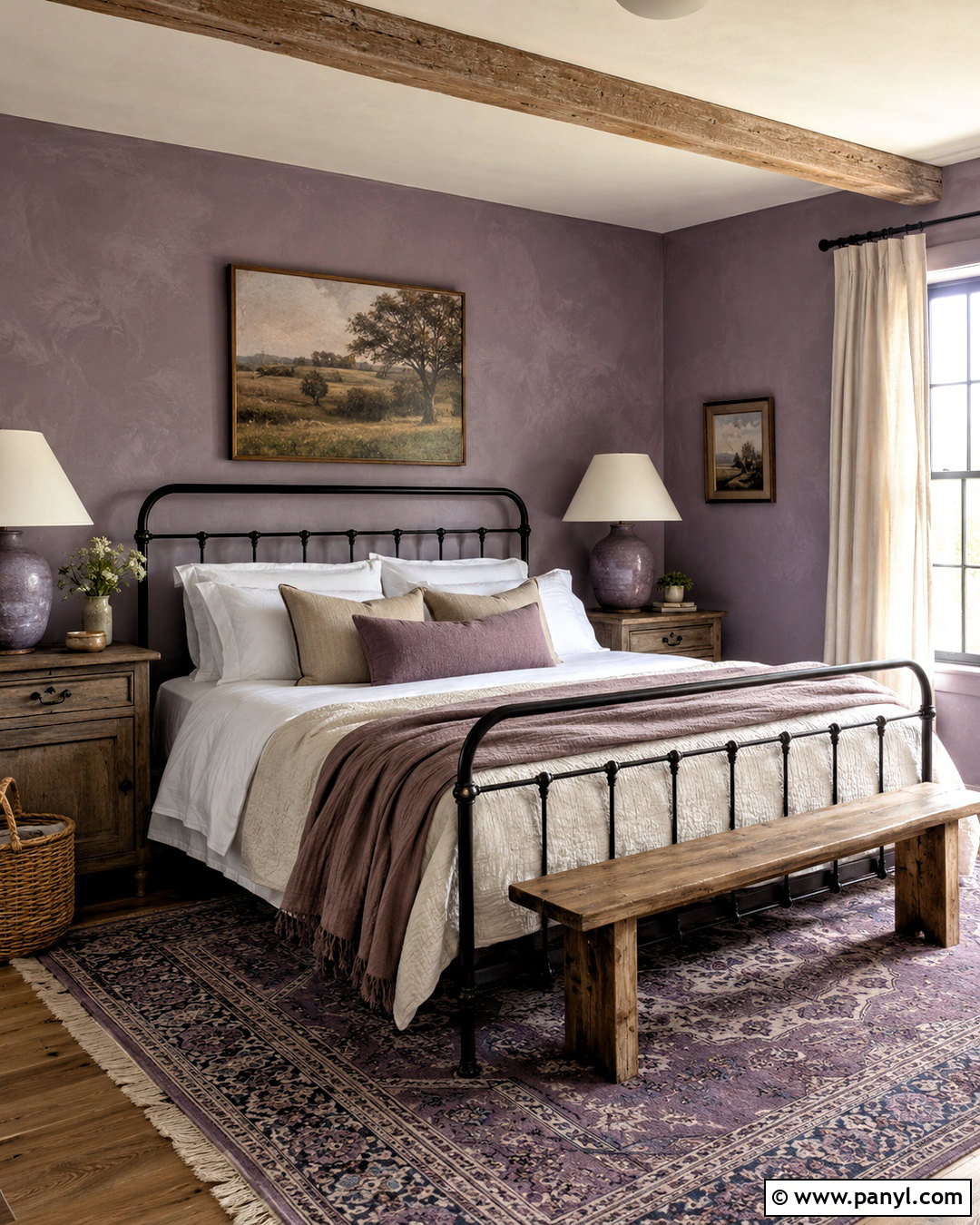 Dusty Purple Farmhouse Bedroom - 20 dusty purple wall color ideas
