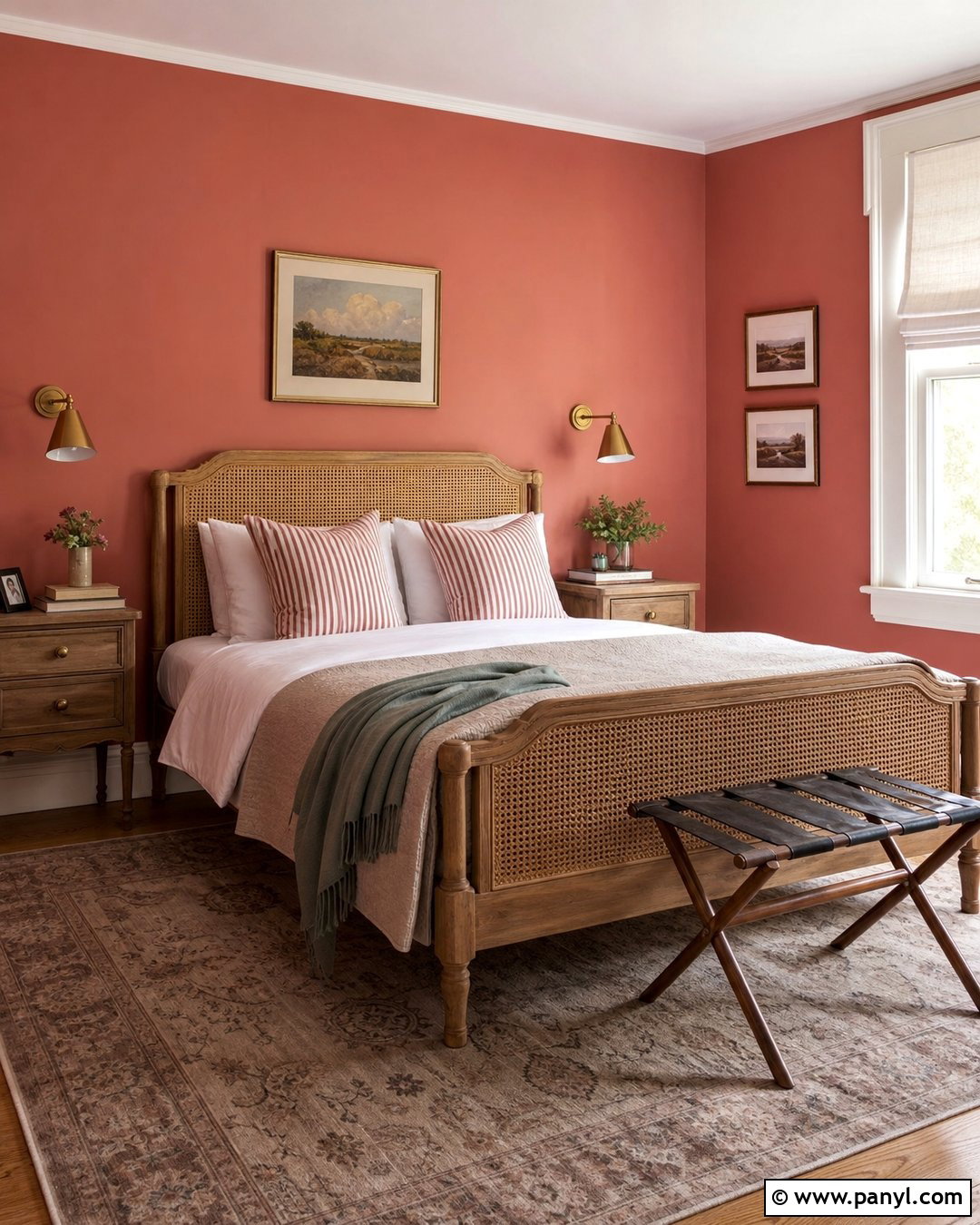 Dusty Red Wall Guest Bedroom - 20 Red Wall Home Interior Ideas